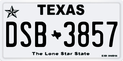 TX license plate DSB3857