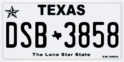 TX license plate DSB3858