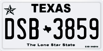 TX license plate DSB3859