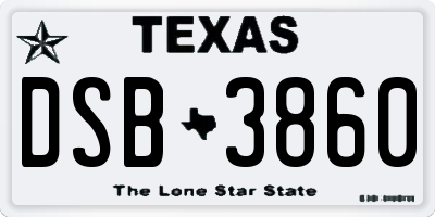 TX license plate DSB3860