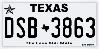 TX license plate DSB3863