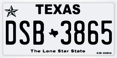 TX license plate DSB3865