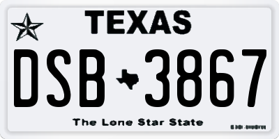 TX license plate DSB3867