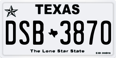 TX license plate DSB3870