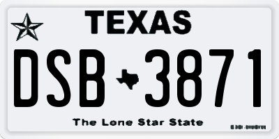 TX license plate DSB3871