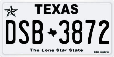 TX license plate DSB3872