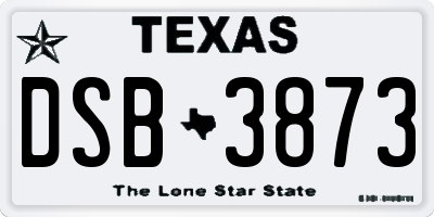 TX license plate DSB3873