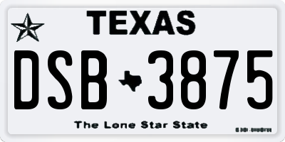 TX license plate DSB3875