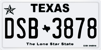 TX license plate DSB3878