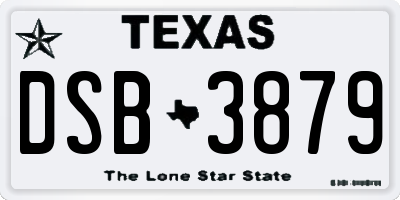 TX license plate DSB3879