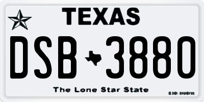 TX license plate DSB3880
