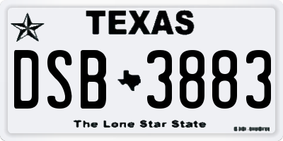 TX license plate DSB3883