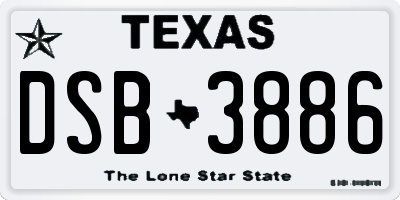 TX license plate DSB3886