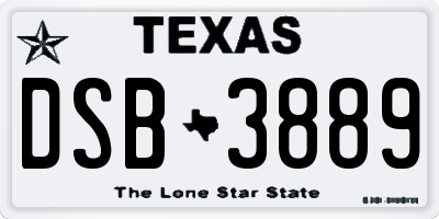 TX license plate DSB3889
