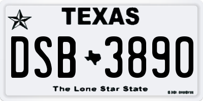 TX license plate DSB3890