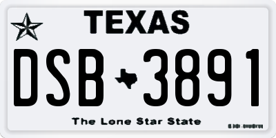TX license plate DSB3891