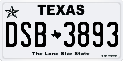 TX license plate DSB3893