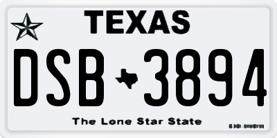 TX license plate DSB3894