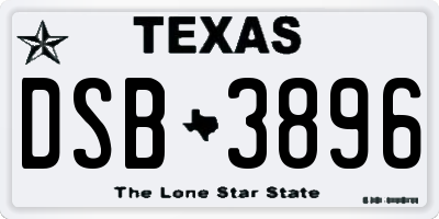 TX license plate DSB3896