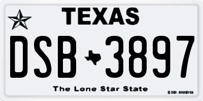 TX license plate DSB3897