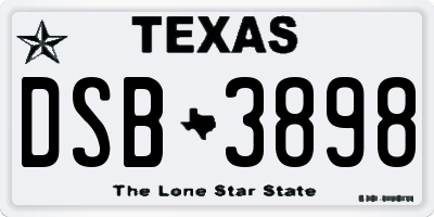 TX license plate DSB3898
