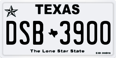 TX license plate DSB3900
