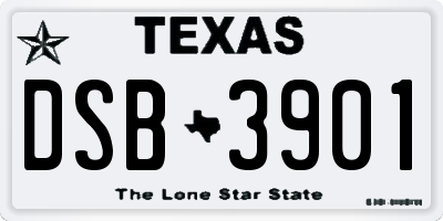 TX license plate DSB3901