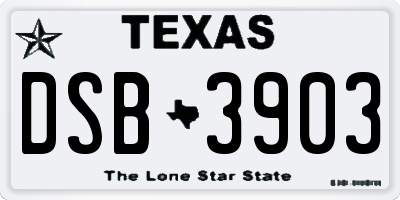 TX license plate DSB3903