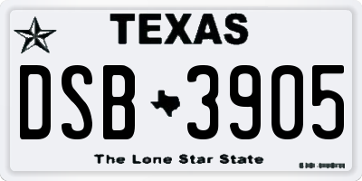 TX license plate DSB3905