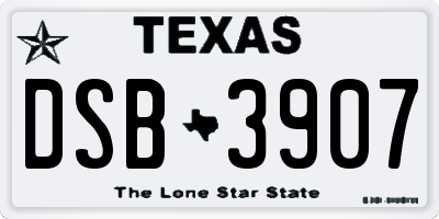 TX license plate DSB3907