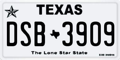 TX license plate DSB3909