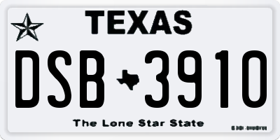 TX license plate DSB3910
