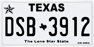 TX license plate DSB3912