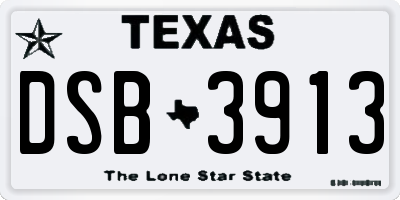TX license plate DSB3913