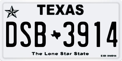 TX license plate DSB3914
