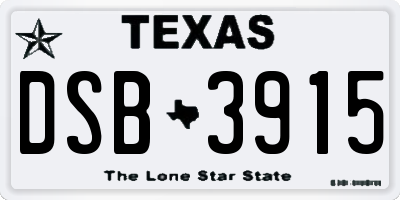 TX license plate DSB3915