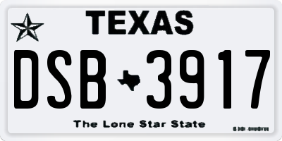 TX license plate DSB3917