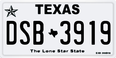 TX license plate DSB3919