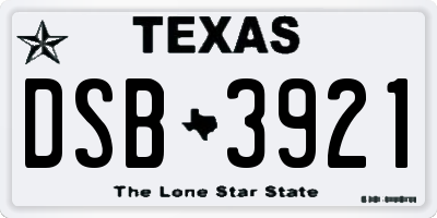 TX license plate DSB3921