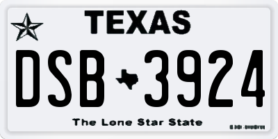 TX license plate DSB3924