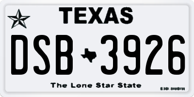 TX license plate DSB3926