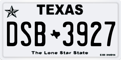 TX license plate DSB3927