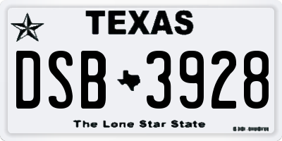 TX license plate DSB3928