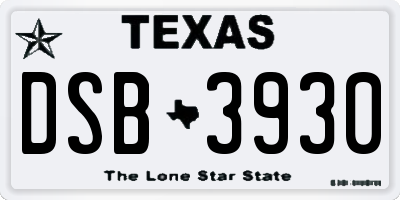 TX license plate DSB3930