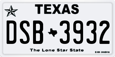 TX license plate DSB3932