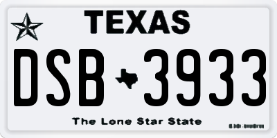 TX license plate DSB3933
