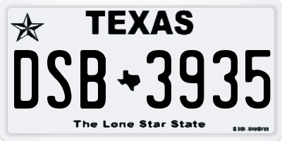 TX license plate DSB3935