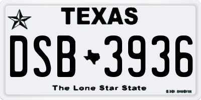 TX license plate DSB3936