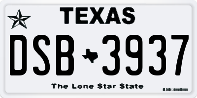 TX license plate DSB3937