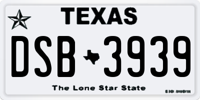 TX license plate DSB3939